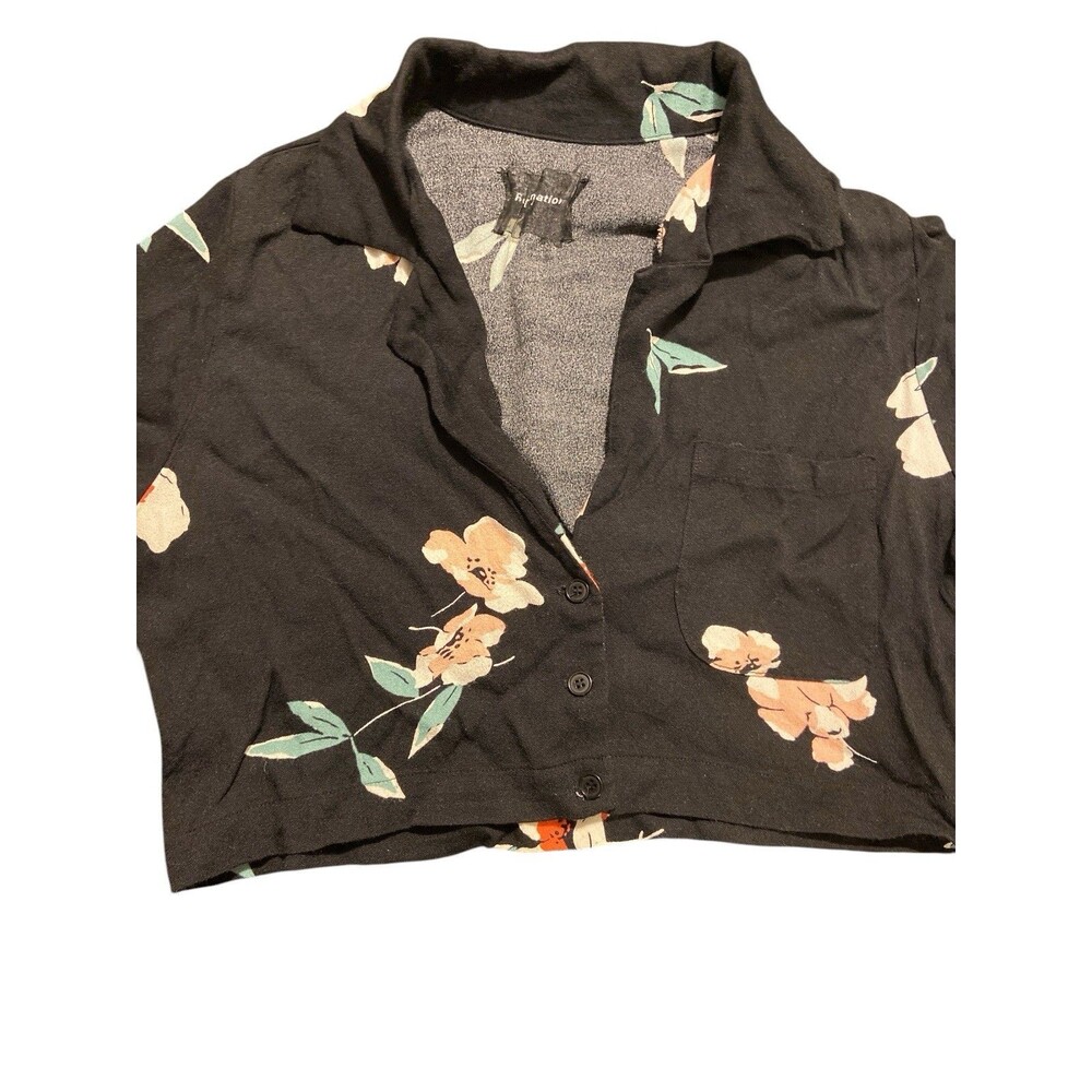 Reformation Black Floral Button-Up Blouse